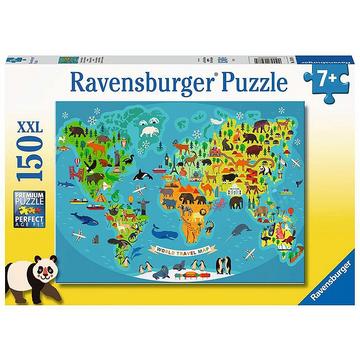 Ravensburger Kinderpuzzel 150 XXL Dieren-wereldkaart