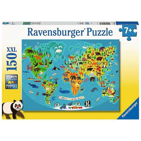 Ravensburger  Ravensburger Kinderpuzzel 150 XXL Dieren-wereldkaart 