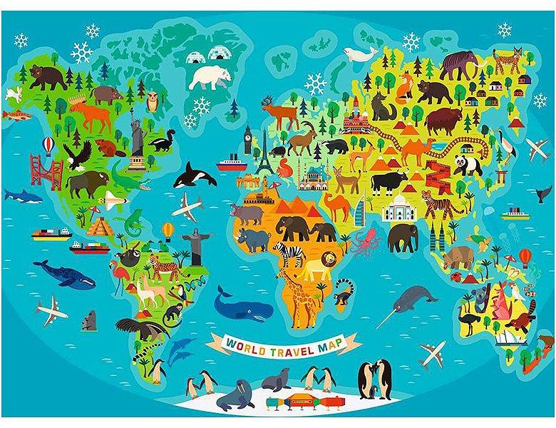 Ravensburger  Ravensburger Kinderpuzzel 150 XXL Dieren-wereldkaart 