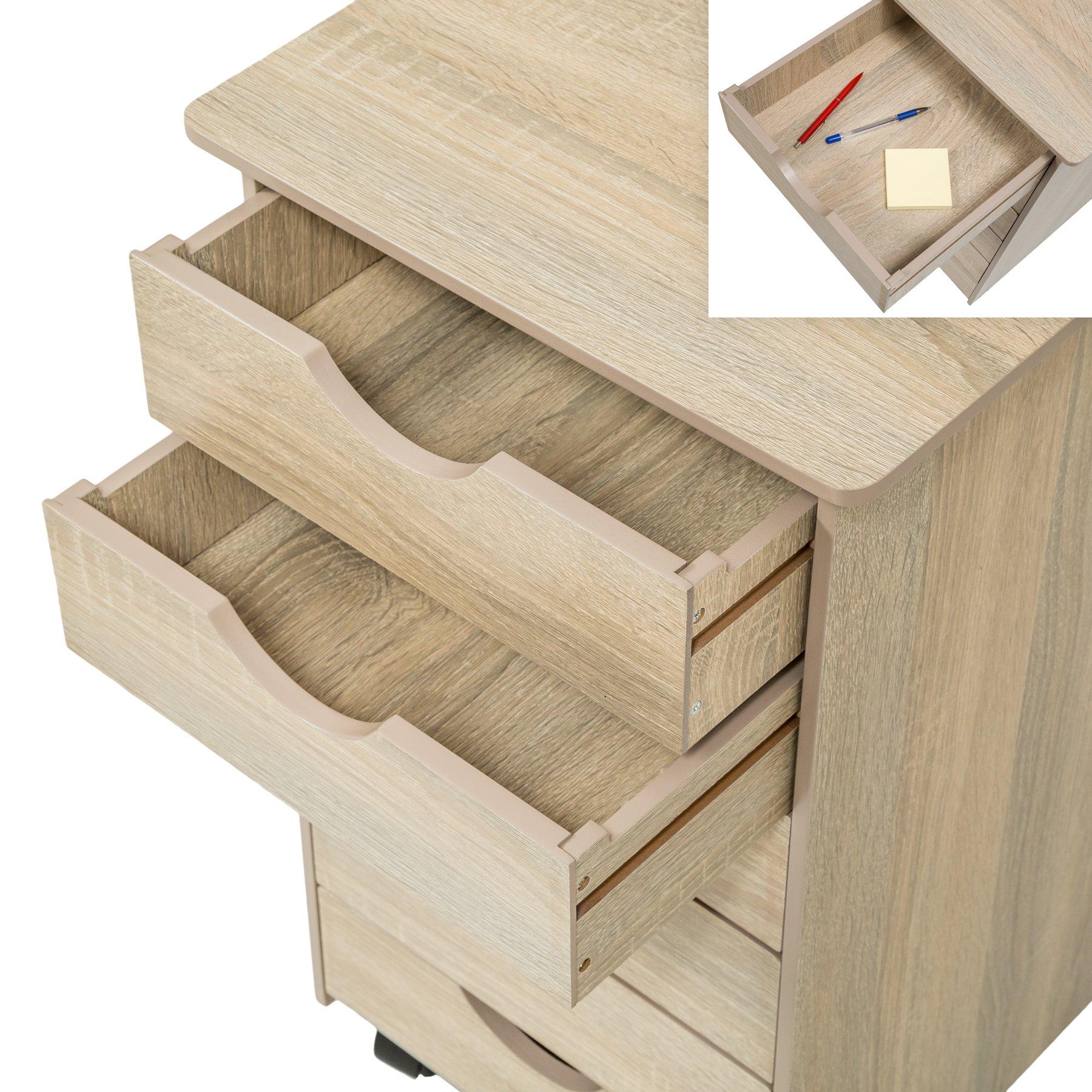 Tectake Rollcontainer aus Holz 65x36x40cm  