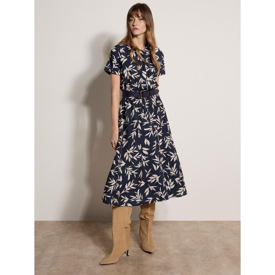 APRICOT Midi-Kleid mit strukturiertem Blattmuster  