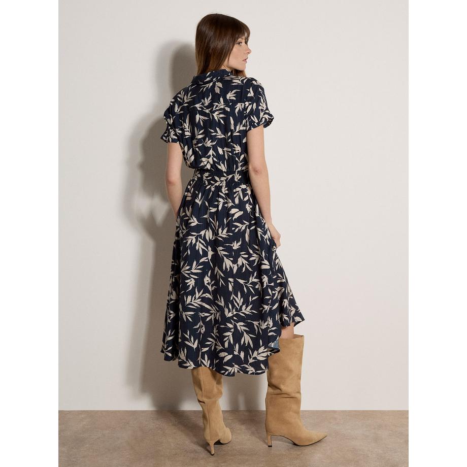 APRICOT Midi-Kleid mit strukturiertem Blattmuster  
