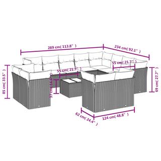 VidaXL Ensemble de canapés de jardin rotin synthétique  