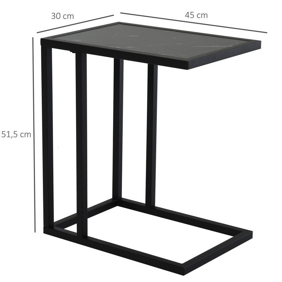 Northio Beistelltisch, Couchtisch mit Marmoroptik, Kaffeetisch mit Metallrahmen, für Wohnzimmer, Schlafzimmer, 45 x 30 x 51,5 cm Schwarz  
