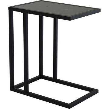Beistelltisch, Couchtisch mit Marmoroptik, Kaffeetisch mit Metallrahmen, für Wohnzimmer, Schlafzimmer, 45 x 30 x 51,5 cm Schwarz