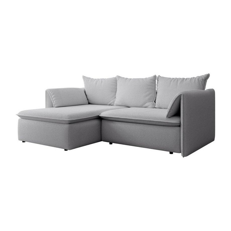 Vente-unique Canapé d'angle gauche convertible en tissu texturé gris TEODORA  