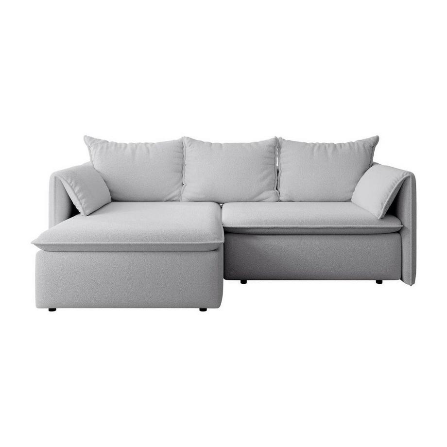 Vente-unique Canapé d'angle gauche convertible en tissu texturé gris TEODORA  