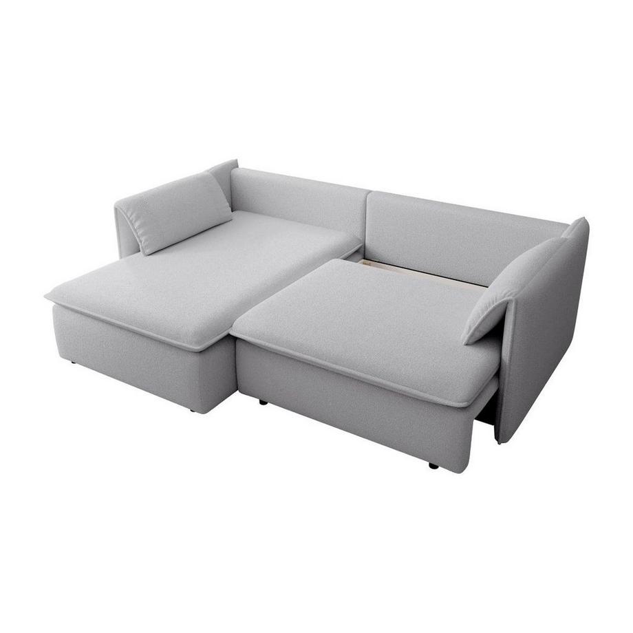 Vente-unique Canapé d'angle gauche convertible en tissu texturé gris TEODORA  