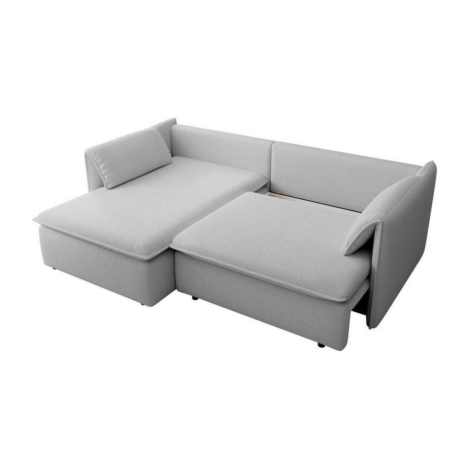 Vente-unique Canapé d'angle gauche convertible en tissu texturé gris TEODORA  