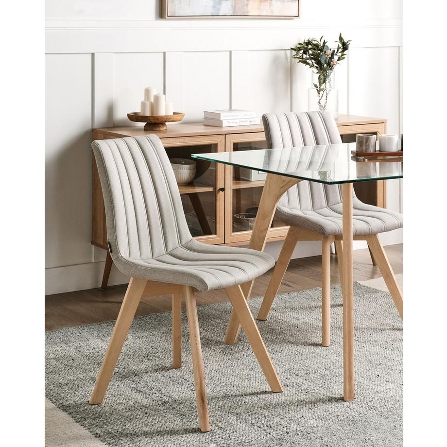 Beliani Esszimmerstuhl 2er Set aus Stoff Minimalistisch CALGARY  