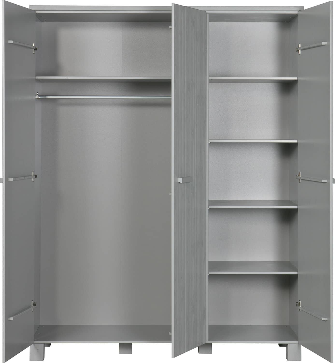 mutoni Armoire Dennis 3 portes pin béton gris  