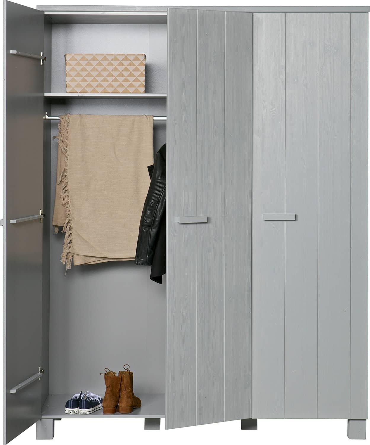 mutoni Armoire Dennis 3 portes pin béton gris  