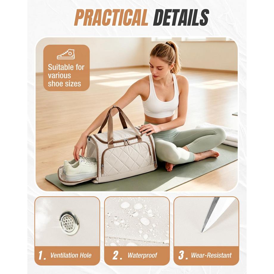 Only-bags.store Sac de Sport avec Compartiment à Chaussures et Compartiment Humide  