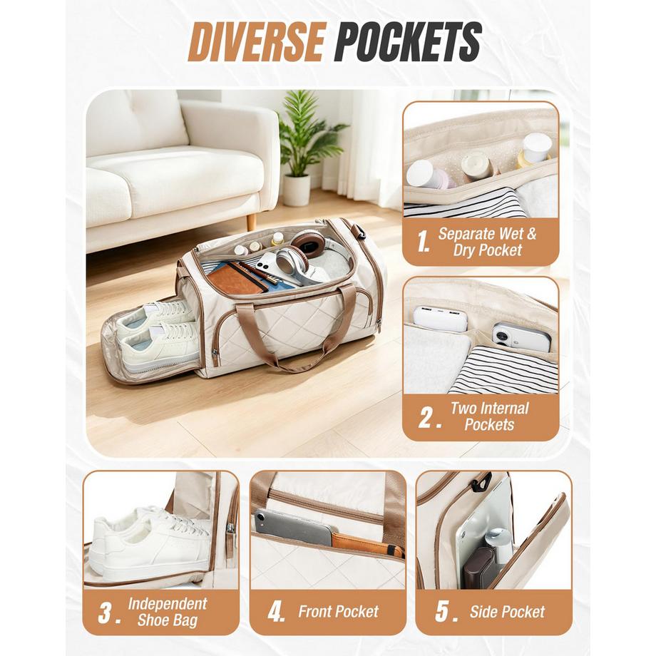 Only-bags.store Sac de Sport avec Compartiment à Chaussures et Compartiment Humide  