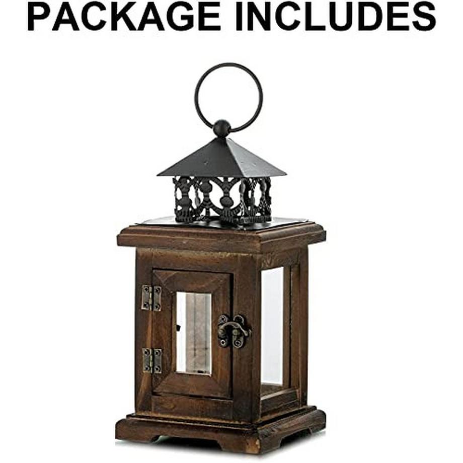 Alopini Holz Laterne Kerzenhalter Laterne Garten Laterne - Dekorative rustikale Distressed Vintage  