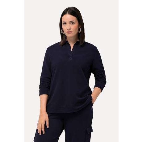 Ulla Popken  Maglia in tessuto Ottoman con collo da camicia e maniche lunghe 