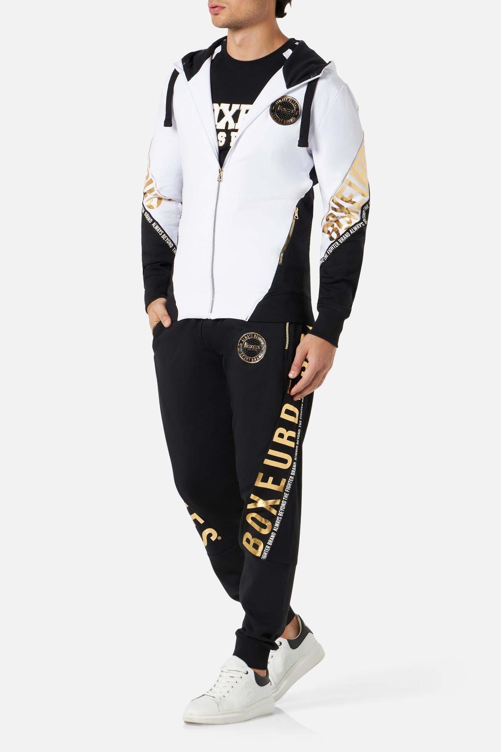 BOXEUR DES RUES Lettering Printed Hooded Full Zip Sweatshirt  