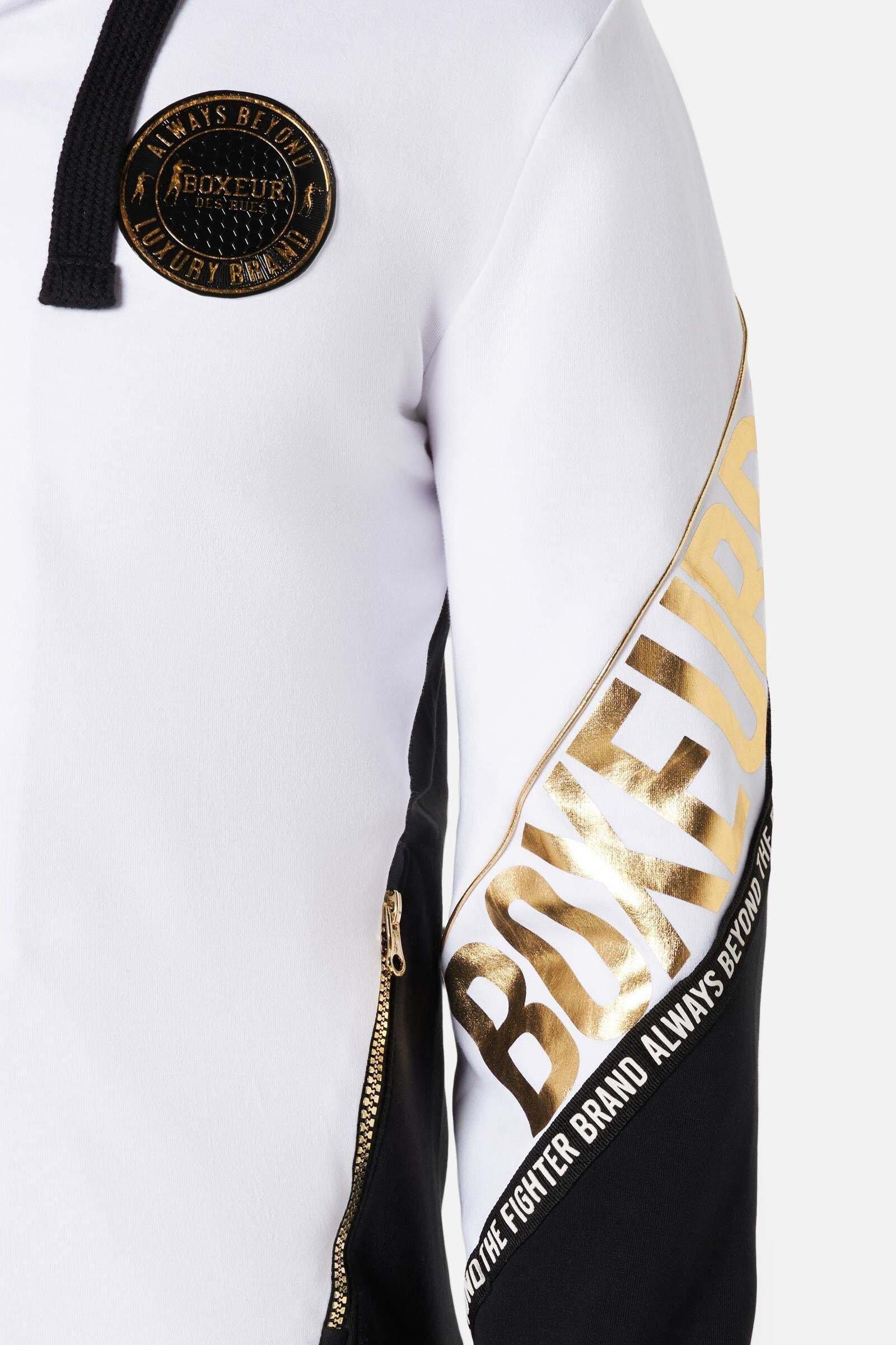 BOXEUR DES RUES Lettering Printed Hooded Full Zip Sweatshirt  