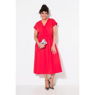 Ulla Popken Maxi Abito Popeline Scollo a V Mezza Manica con Tasche  