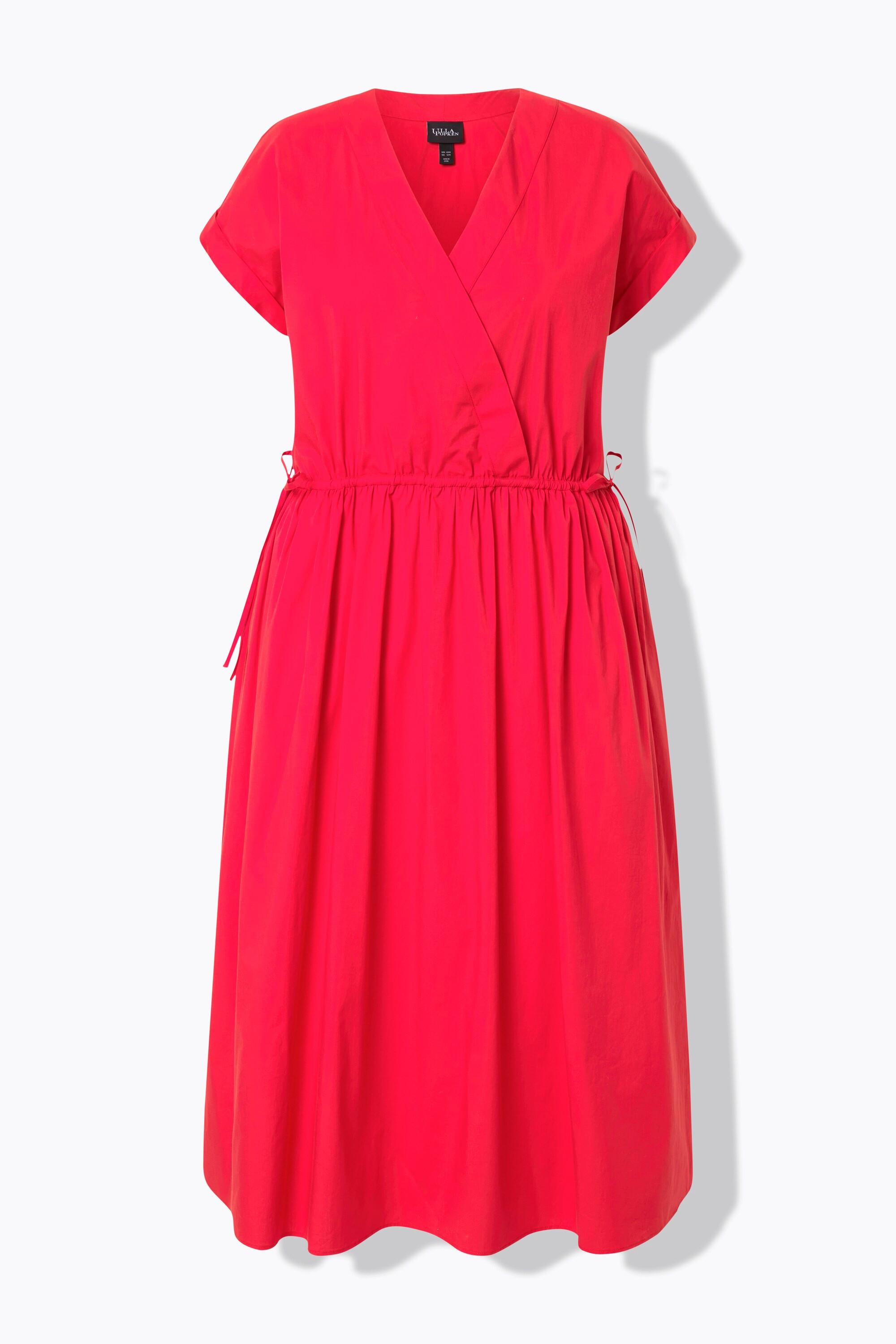 Ulla Popken Maxi Abito Popeline Scollo a V Mezza Manica con Tasche  