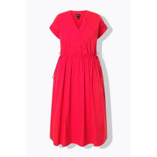 Ulla Popken Maxi Abito Popeline Scollo a V Mezza Manica con Tasche  