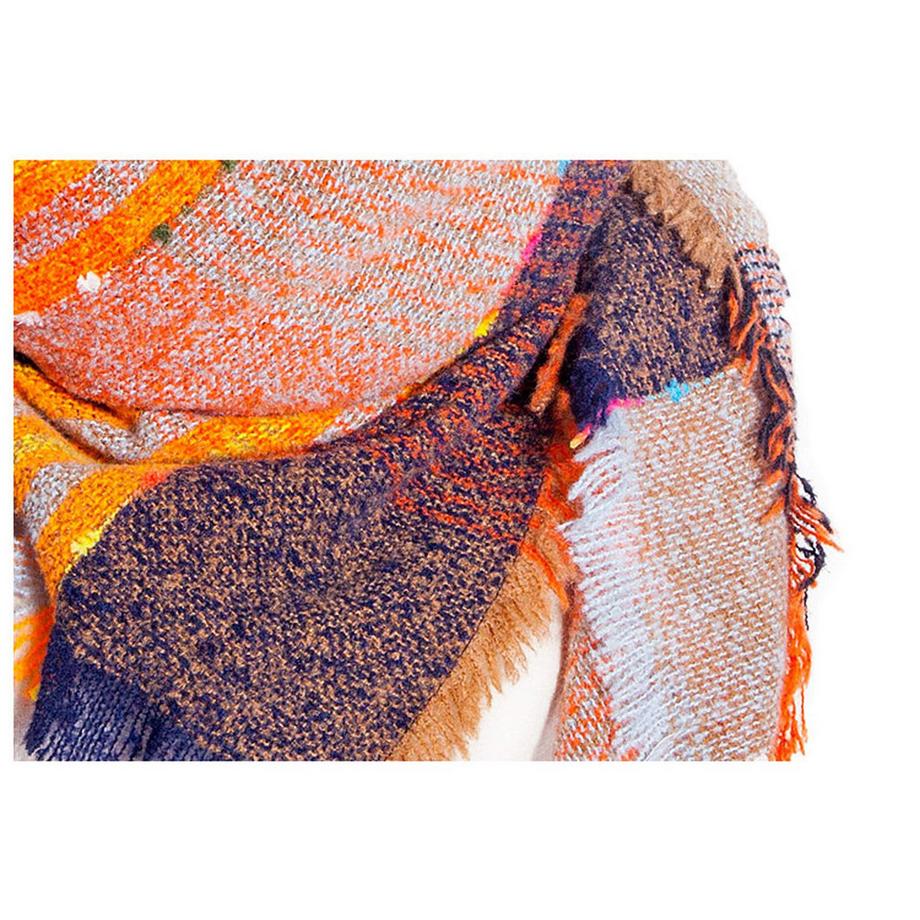 Only-bags.store Sciarpa Spessa a Quadri in Maglia Poncho  