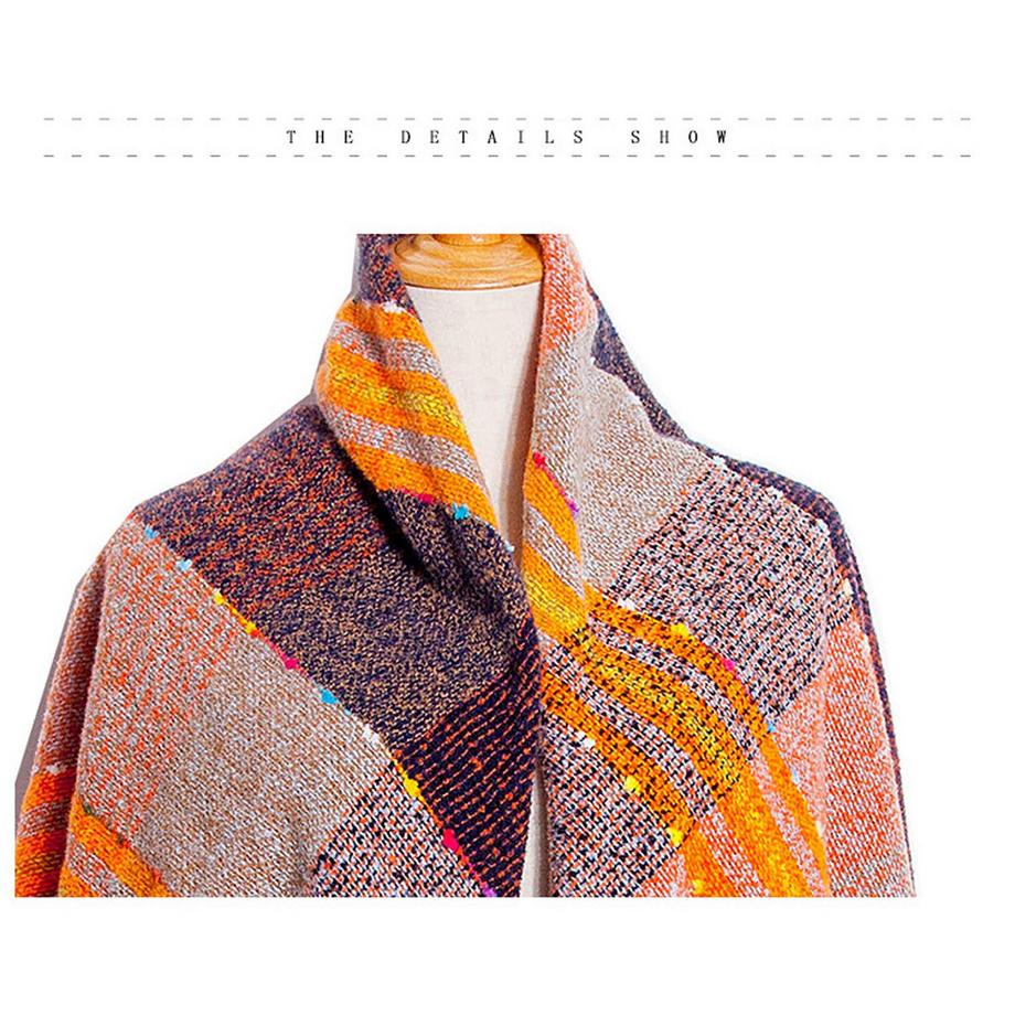 Only-bags.store Sciarpa Spessa a Quadri in Maglia Poncho  