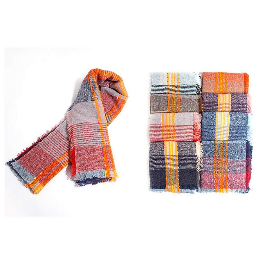 Only-bags.store Sciarpa Spessa a Quadri in Maglia Poncho  