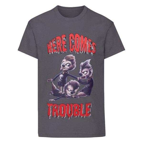 Image of Here Comes Trouble Tshirt Jungen Grau 116