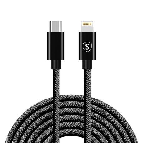 B2X  Câble USB-C vers Lightning 20 W, 3 m - Noir 