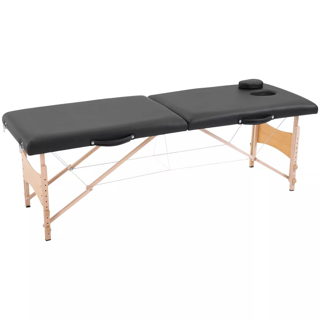 Northio - Massageliege, Mobiler Massagetisch, Höhenverstellbar, Kosmetik Bank, Pappelholz, Schaumstoff, Schwarz, 186 x 60 x 58-81 cm, One Size