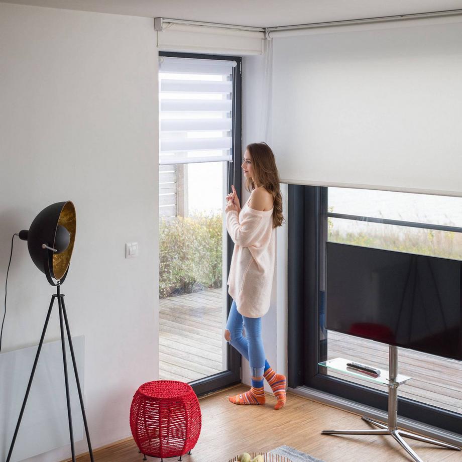 B2X  Store enrouleur double Klemmfix sans perçage en blanc 