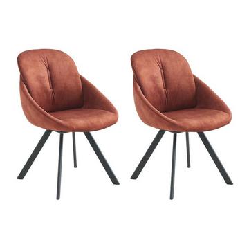 Lot de 2 chaises avec accoudoirs en velours et métal noir - Terracotta - BUSSELTON