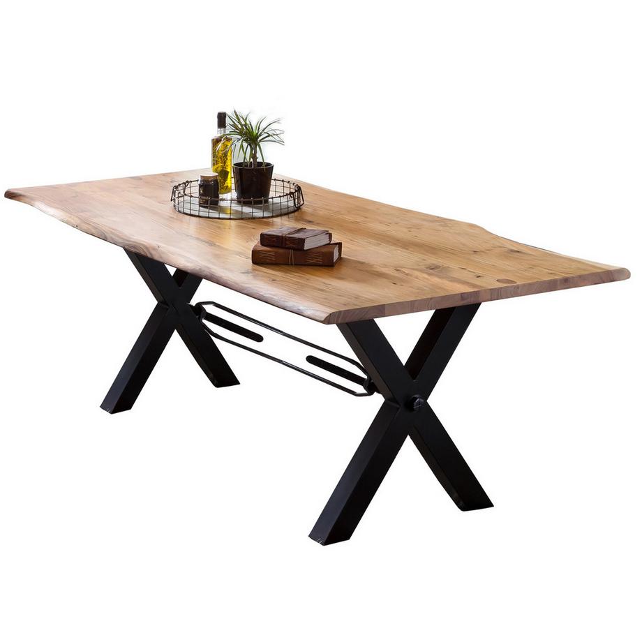 mutoni Table à manger Havenwood acacia naturel-noir 180x90  