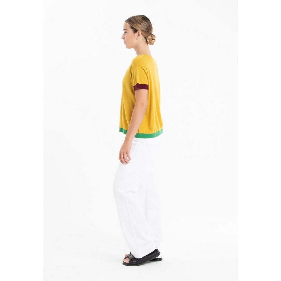 Studio Cashmere8 Rundhals Kurzarm Dreifarbiges T-Shirt  