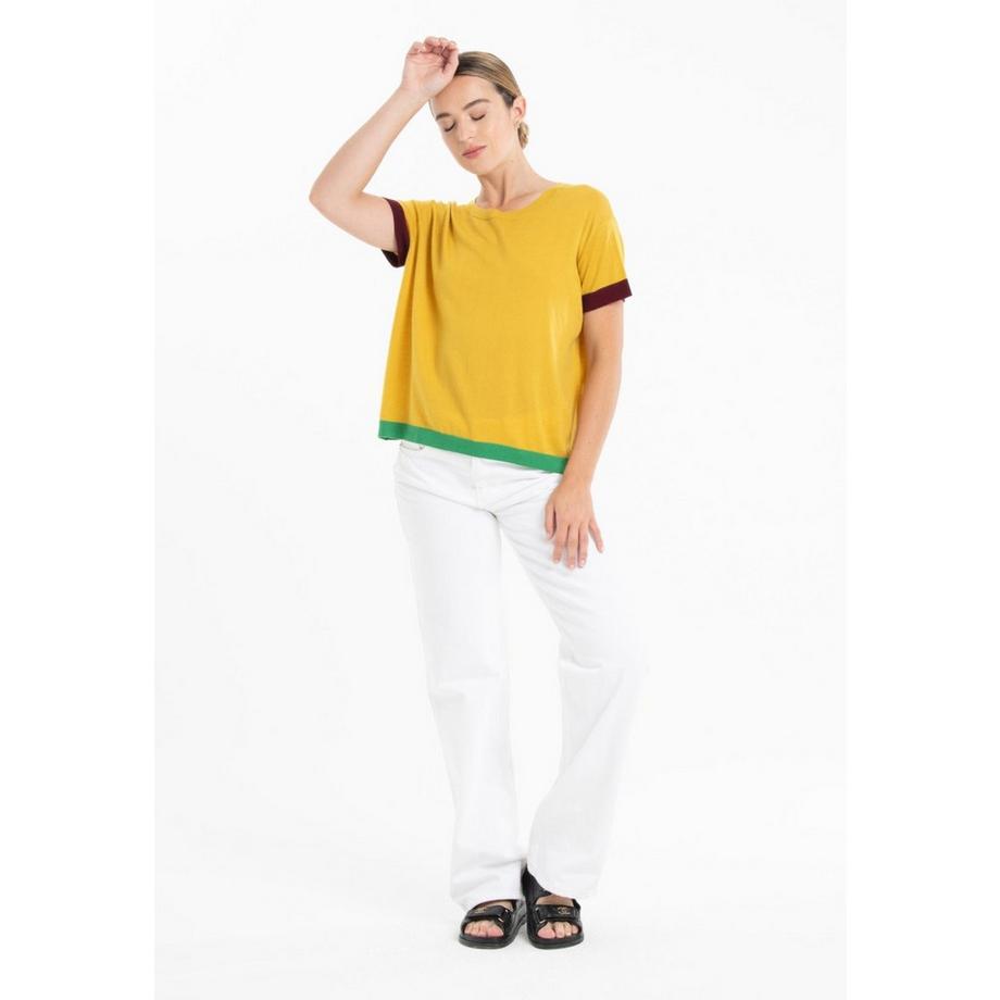 Studio Cashmere8 Rundhals Kurzarm Dreifarbiges T-Shirt  