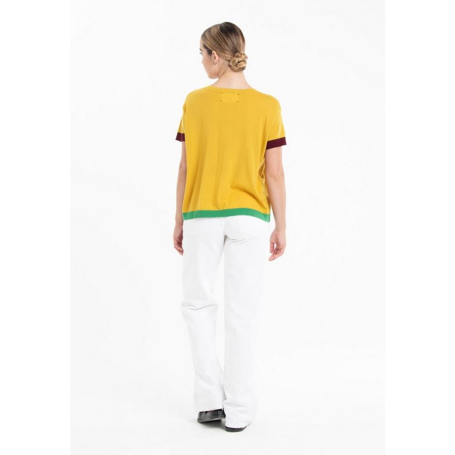 Studio Cashmere8 Rundhals Kurzarm Dreifarbiges T-Shirt  