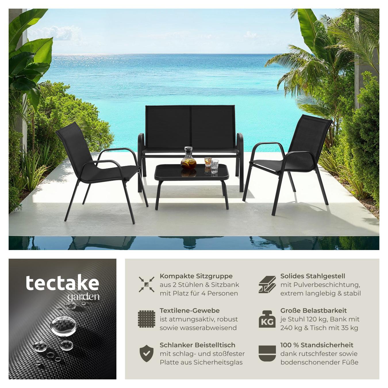 Tectake Set di sedute Nora Per 4 persone  