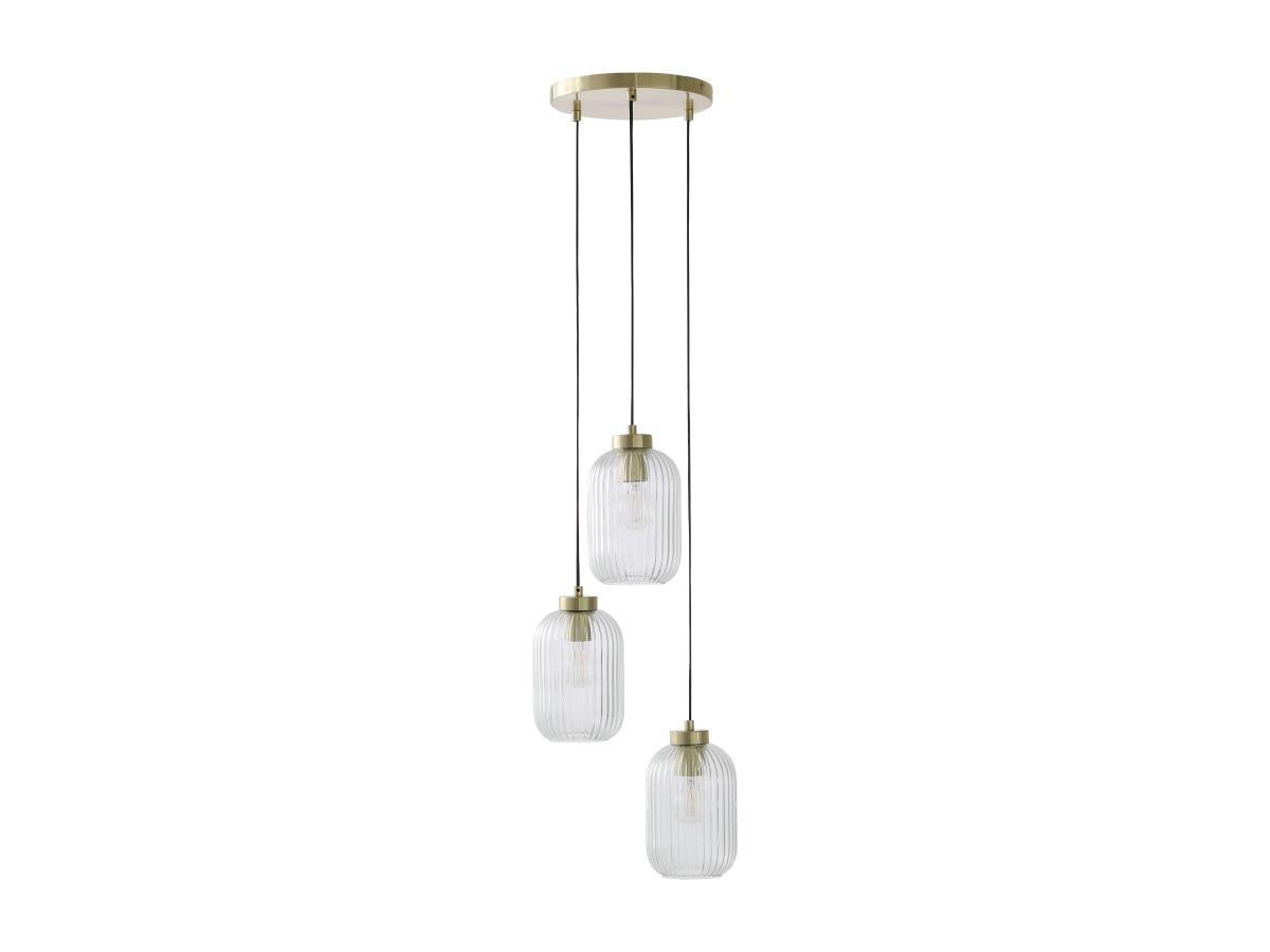 Vente-unique Lampadario 3 sfere L. 30 x H. 120 cm in Metallo e Vetro Dorato Vintage - LOUXOR  