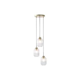 Vente-unique Lampadario 3 sfere L. 30 x H. 120 cm in Metallo e Vetro Dorato Vintage - LOUXOR  