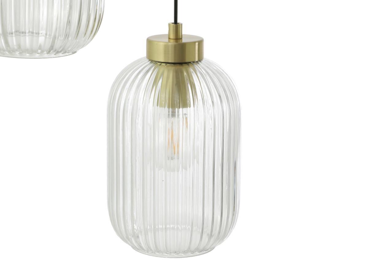 Vente-unique Lampadario 3 sfere L. 30 x H. 120 cm in Metallo e Vetro Dorato Vintage - LOUXOR  