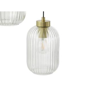 Vente-unique Lampadario 3 sfere L. 30 x H. 120 cm in Metallo e Vetro Dorato Vintage - LOUXOR  