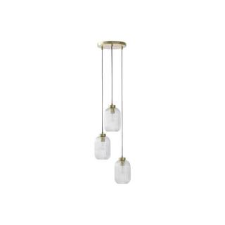 Vente-unique Lampadario 3 sfere L. 30 x H. 120 cm in Metallo e Vetro Dorato Vintage - LOUXOR  