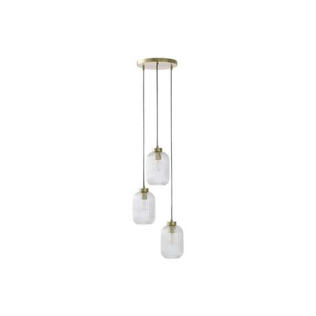 Vente-unique Lampadario 3 sfere L. 30 x H. 120 cm in Metallo e Vetro Dorato Vintage - LOUXOR  