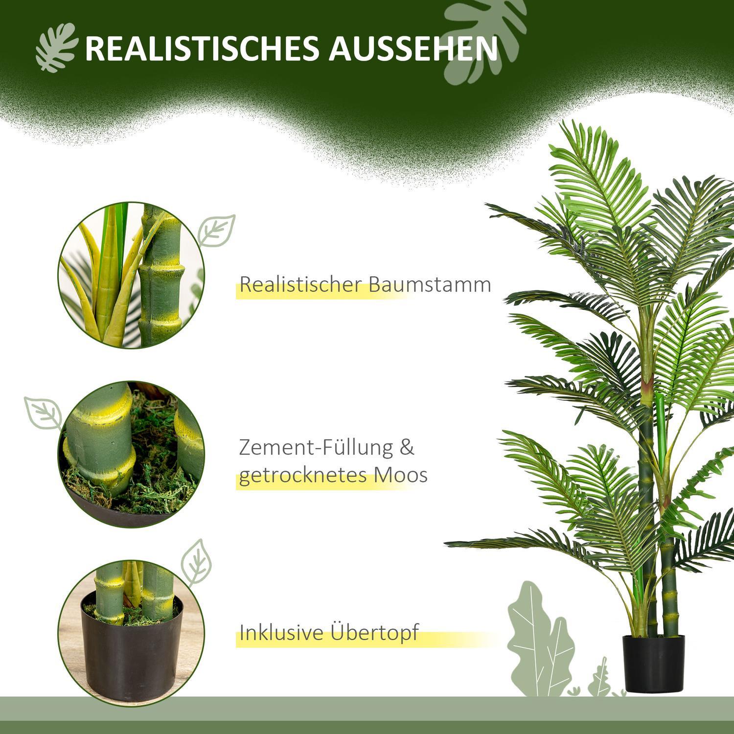 Northio Palmier Artificiel Plante Artificielle Remplissage De Ciment 150Cm Intérieur Vert  