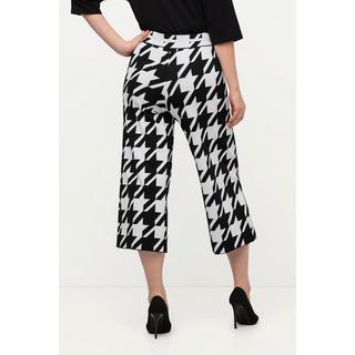 Ulla Popken  Pantaloni di maglia con pied-de-poule, cintura elastica e laccetto 