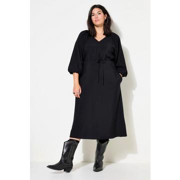 Robe maxi, coupe évasée, manches 3/4 ballon