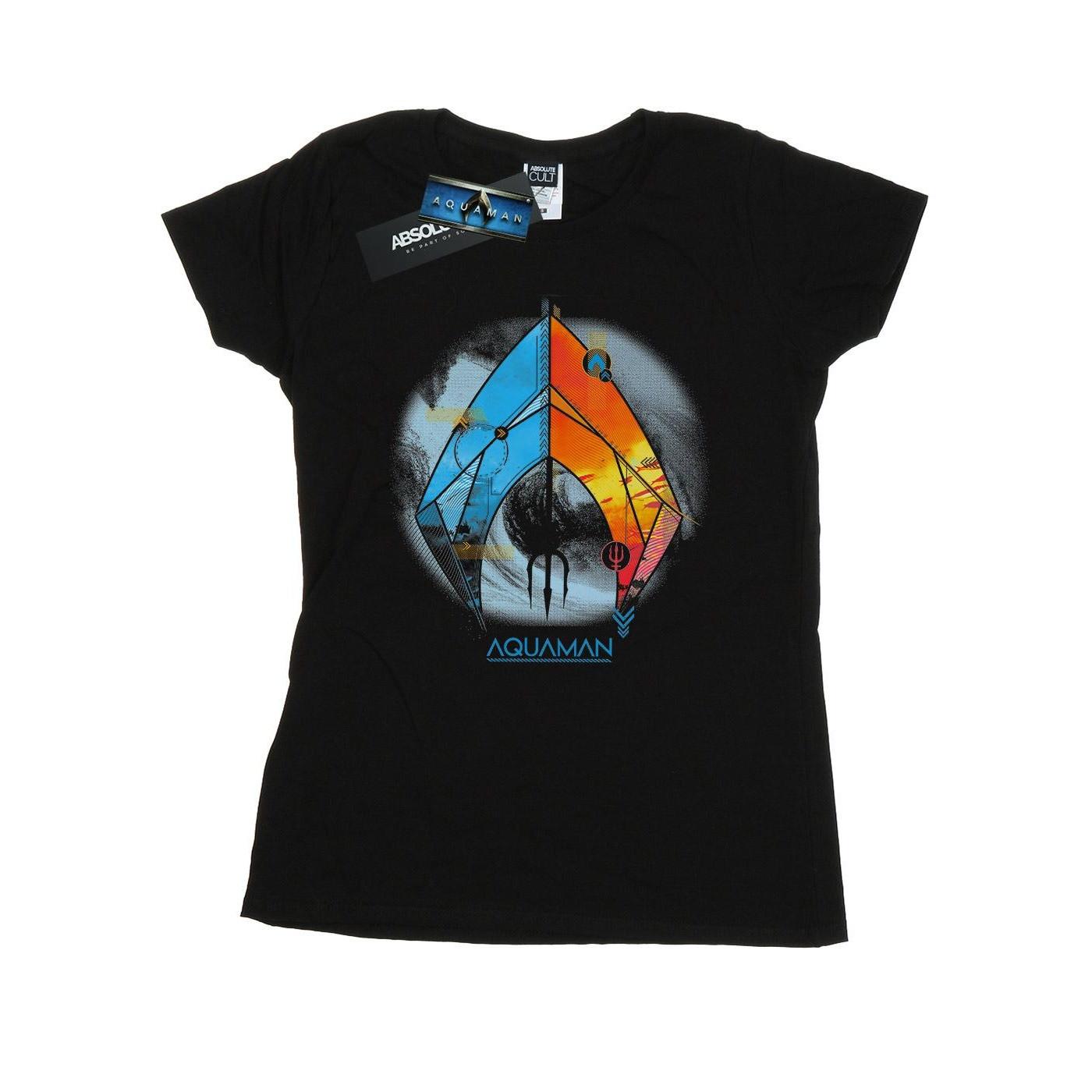 Image of Aquaman Tropical Logo Tshirt Damen Schwarz XL