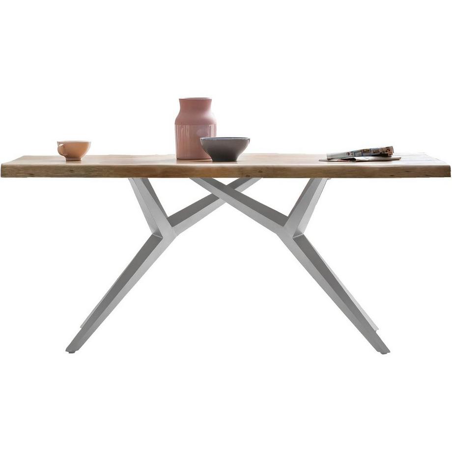 Tavolo 240x100 cm - acacia naturale - metallo argento antico