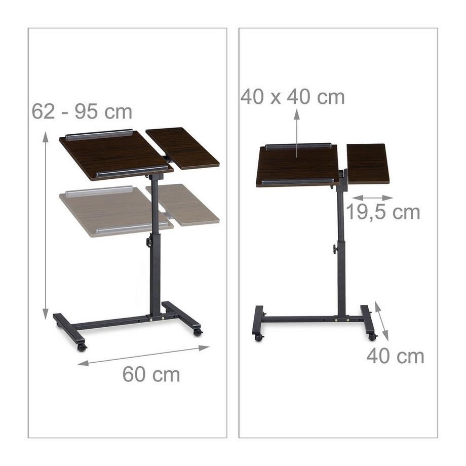 Northix Table pour ordinateur portable avec table de souris réglable  
